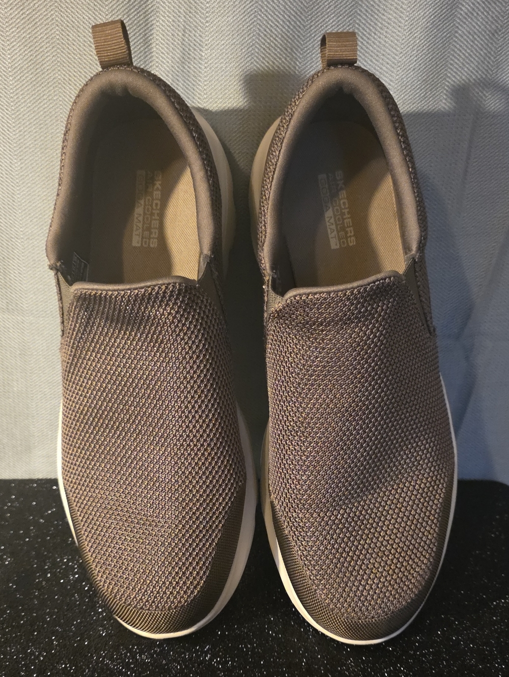 Skechers Men’s Army Green Knit Slip-On Loafers